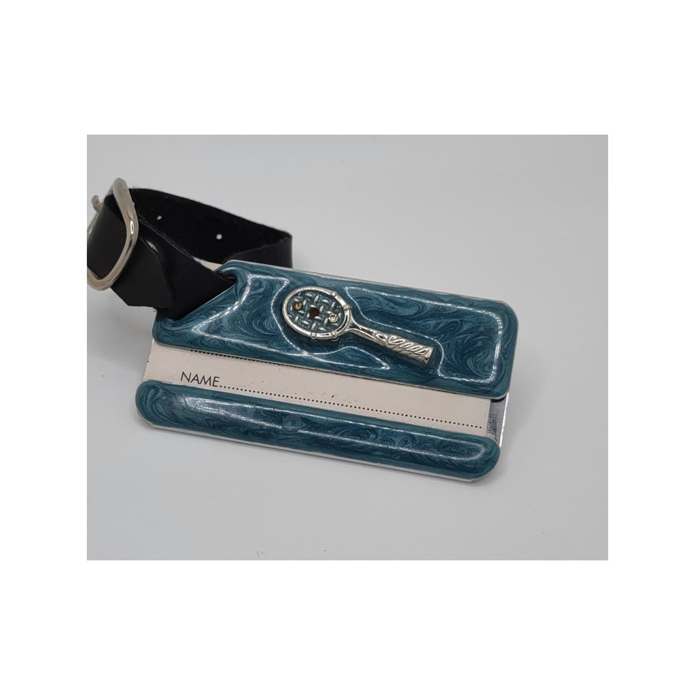 Sparkling enamel rhinestone tennis tag for luggage.
